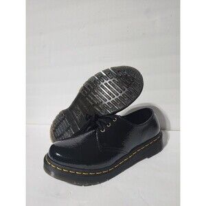 New Dr Martens BLACK PATENT 1461 Leather Quad Oxford Shoe LA004 Woman's Size 8